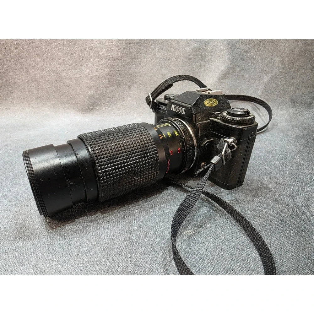 Ricoh XR-10 35mm SLR Film Camera with 75-200mm Macro Zoom Lens Black Vintage